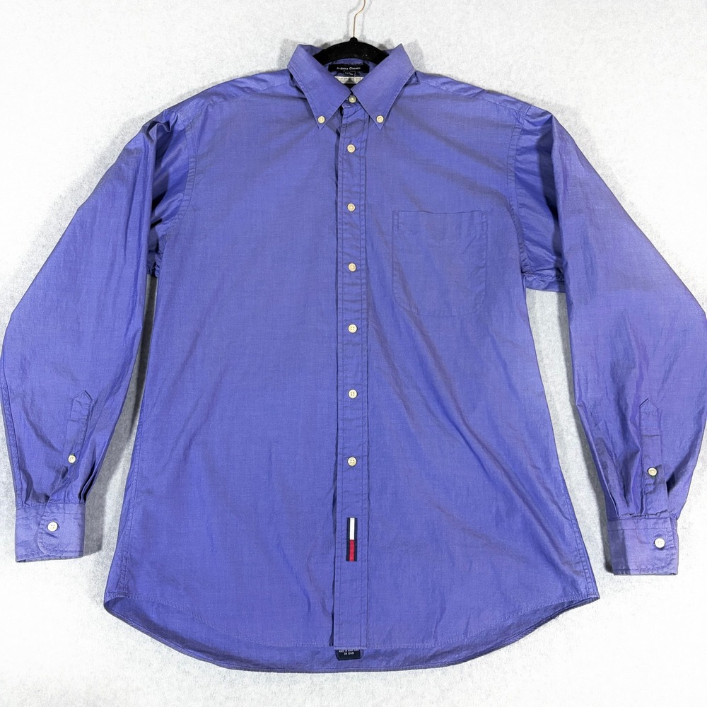 Tommy Hilfiger Regatta Classics Purple Button Down Shirt Mens 15 34/35 RN 15481